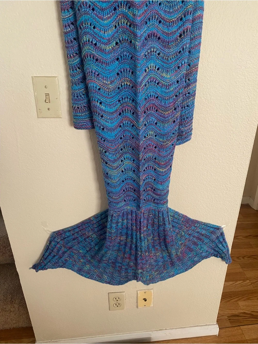 Blue Multicolor Knit Mermaid Maxi Skirt